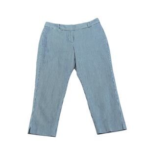 Talbots Petites Curvy Seersucker Crop Pants Blue Stripe 6P